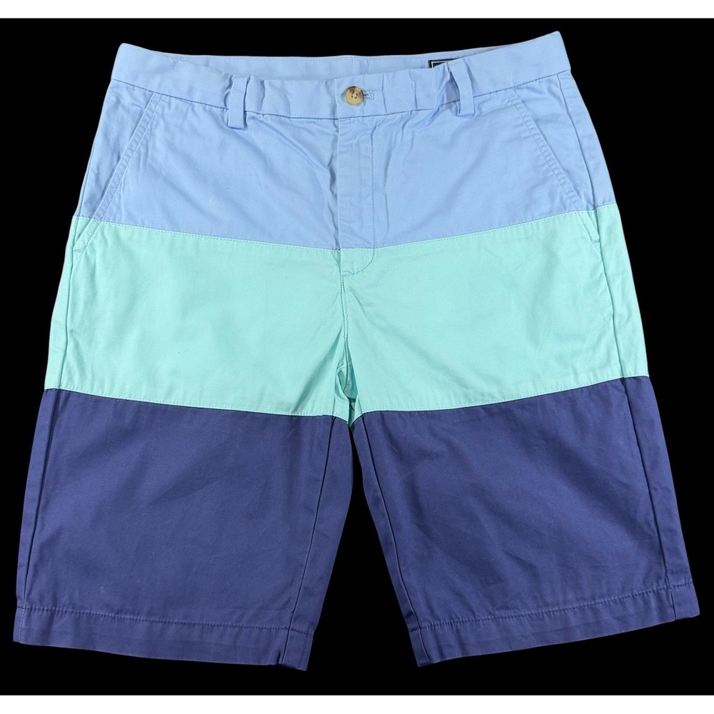 Vineyard Vines Youth Boys Blue 100% Cotton Color-block Bermuda Shorts Size 18